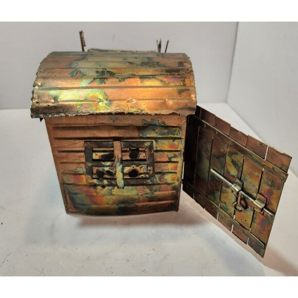 Vintage Hand Crafted Oxidized Copper Metal Airport Hanger Music Box Hong Kong - Picture 13 of 16